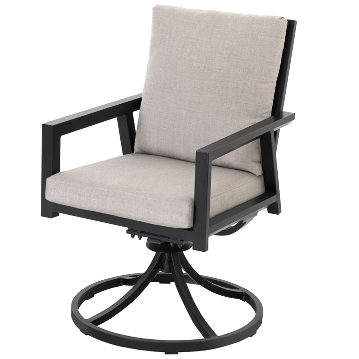 Outdoor 2-Piece Aluminum Swivel Chairs with Gray Cushions