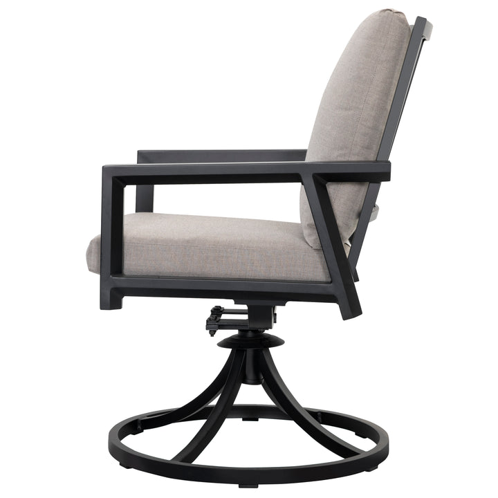 Outdoor 2-Piece Aluminum Swivel Chairs with Gray Cushions