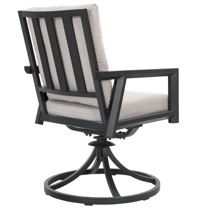 Outdoor 2-Piece Aluminum Swivel Chairs with Gray Cushions
