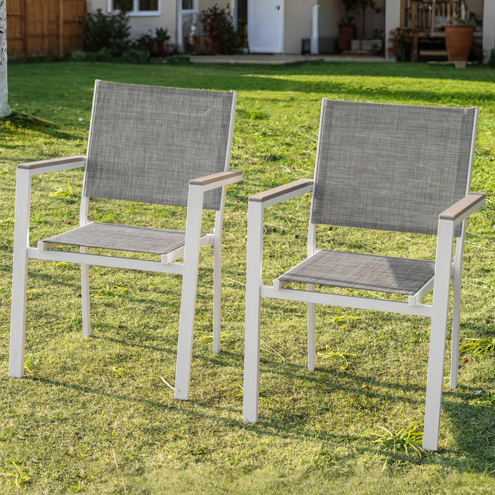 Patio 2-Piece Dining Chairs, Outdoor Textilene Stackable Chairs
