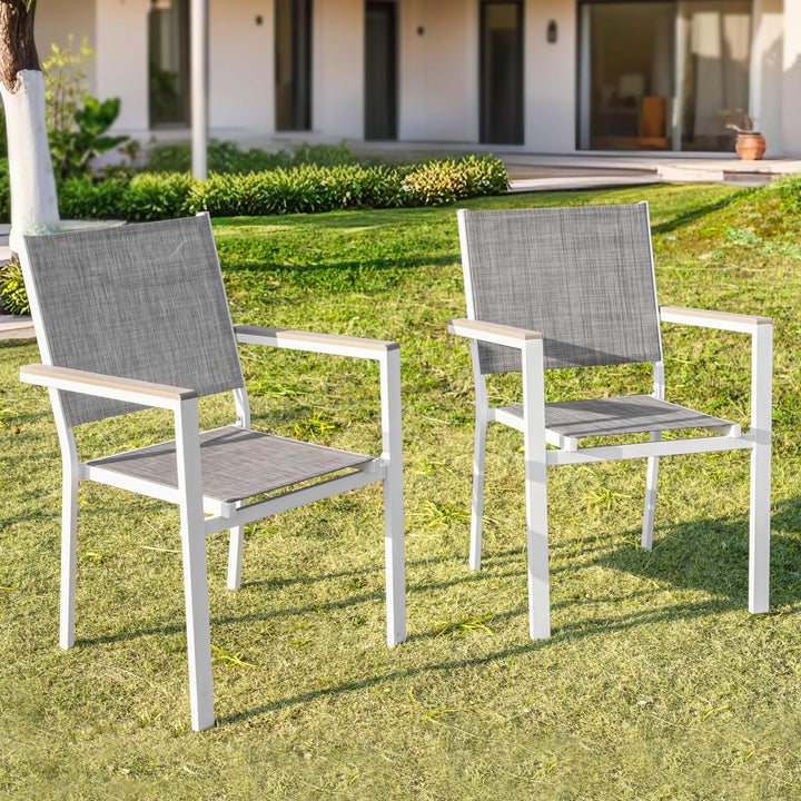 Patio 2-Piece Dining Chairs, Outdoor Textilene Stackable Chairs