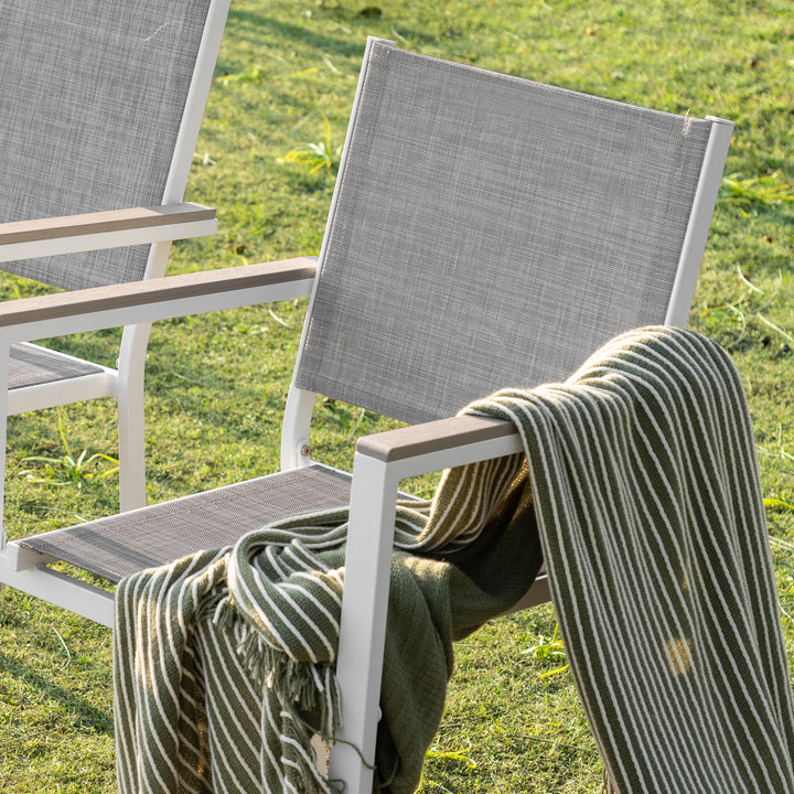 Patio 2-Piece Dining Chairs, Outdoor Textilene Stackable Chairs