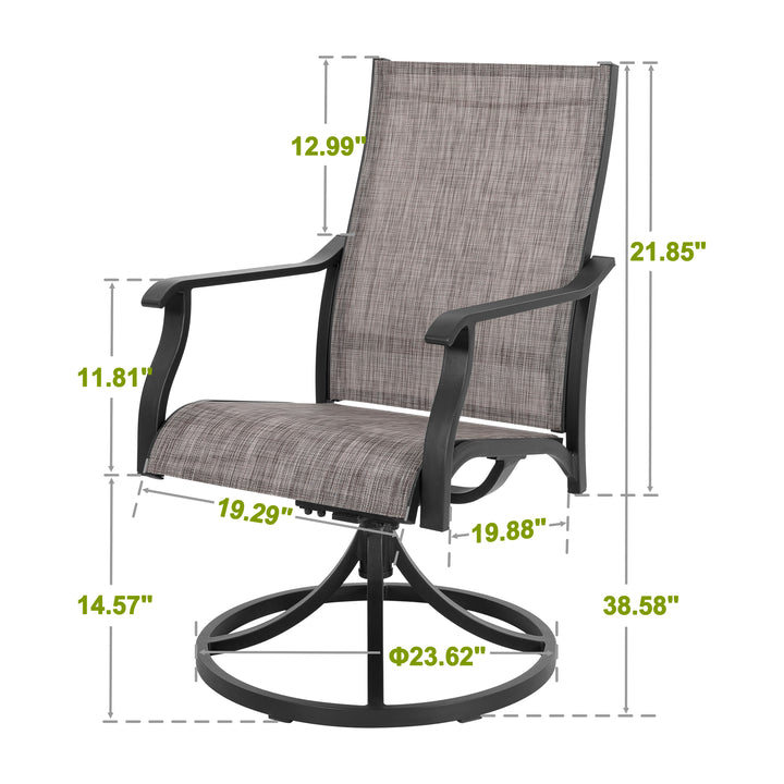Patio 2-Piece Swivel Dining Chairs, Breathable Textilene and Aluminum Frame