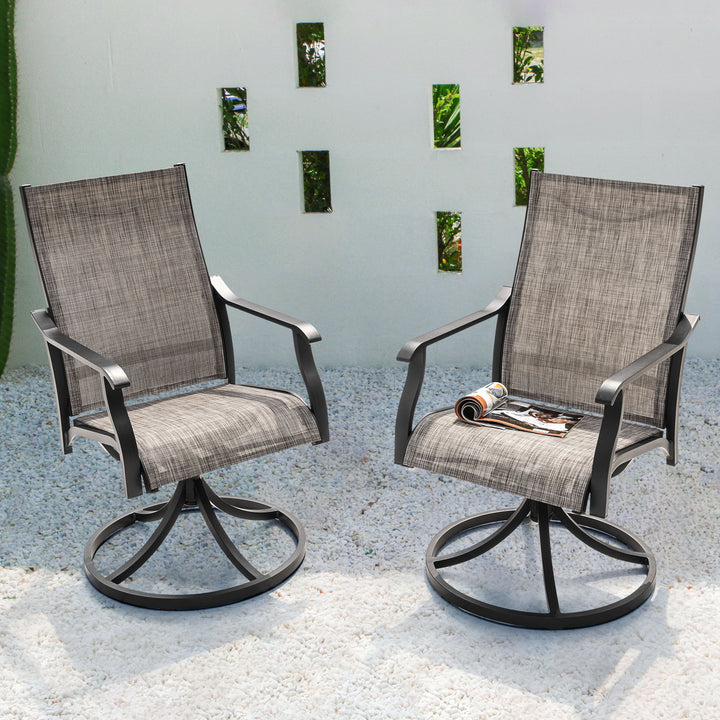 Patio 2-Piece Swivel Dining Chairs, Breathable Textilene and Aluminum Frame