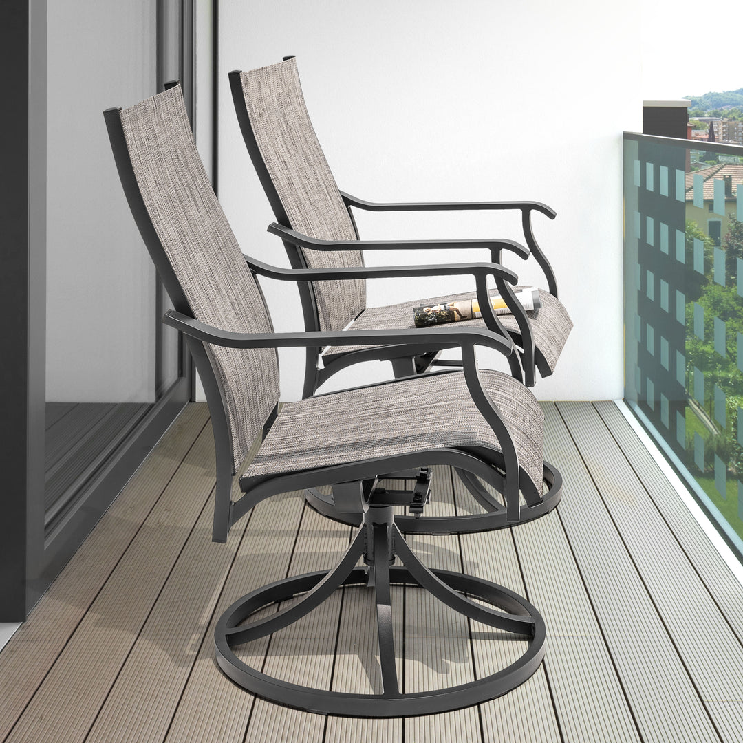 Patio 2-Piece Swivel Dining Chairs, Breathable Textilene and Aluminum Frame
