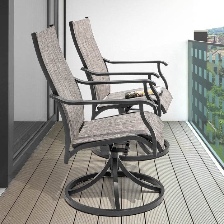 Patio 2-Piece Swivel Dining Chairs, Breathable Textilene and Aluminum Frame