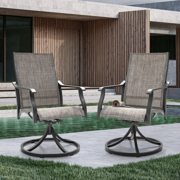 Patio 2-Piece Swivel Dining Chairs, Breathable Textilene and Aluminum Frame