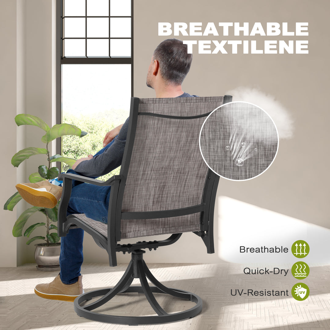 Patio 2-Piece Swivel Dining Chairs, Breathable Textilene and Aluminum Frame