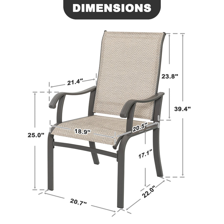 Outdoor 2-Piece Textilene Dining Chairs with Ergonomic Design, Beige