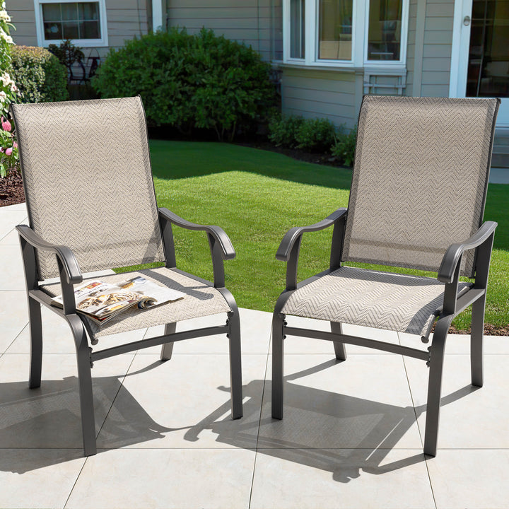 Outdoor 2-Piece Textilene Dining Chairs with Ergonomic Design, Beige