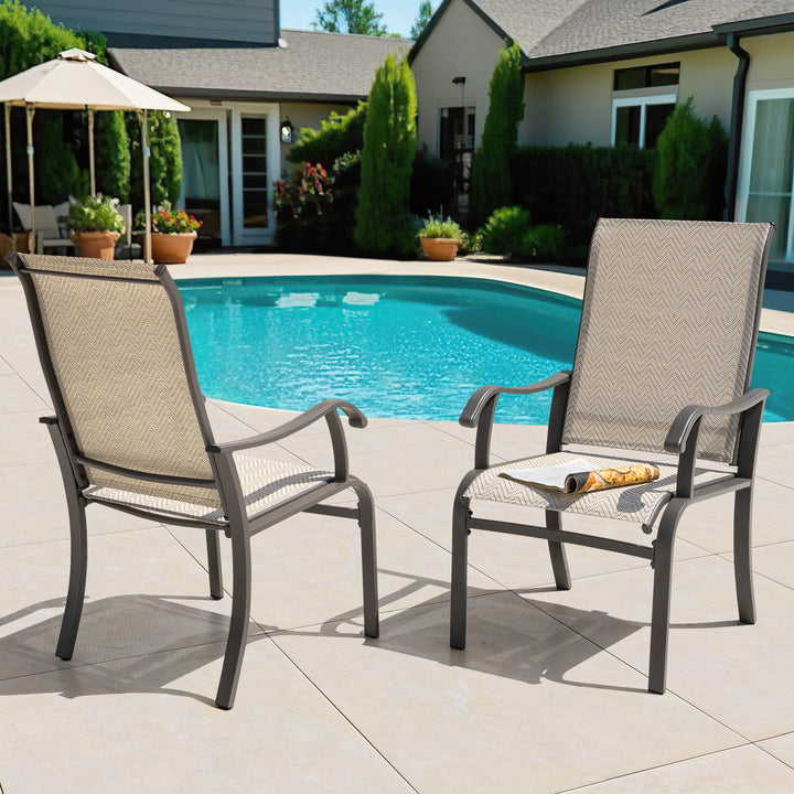 Outdoor 2-Piece Textilene Dining Chairs with Ergonomic Design, Beige