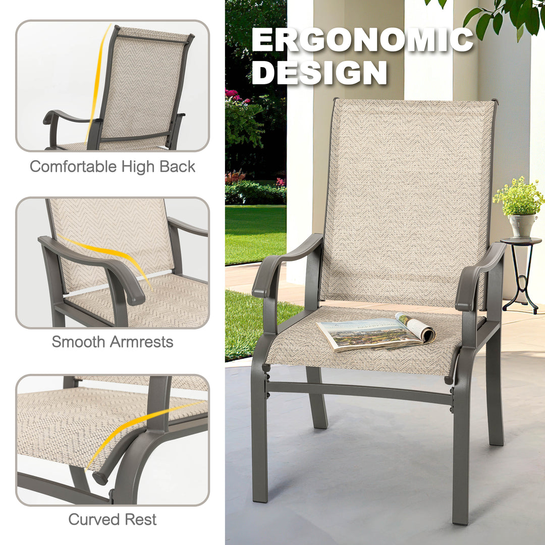 Outdoor 2-Piece Textilene Dining Chairs with Ergonomic Design, Beige