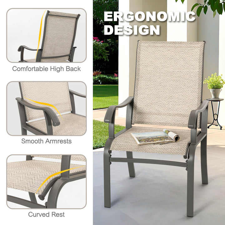 Outdoor 2-Piece Textilene Dining Chairs with Ergonomic Design, Beige