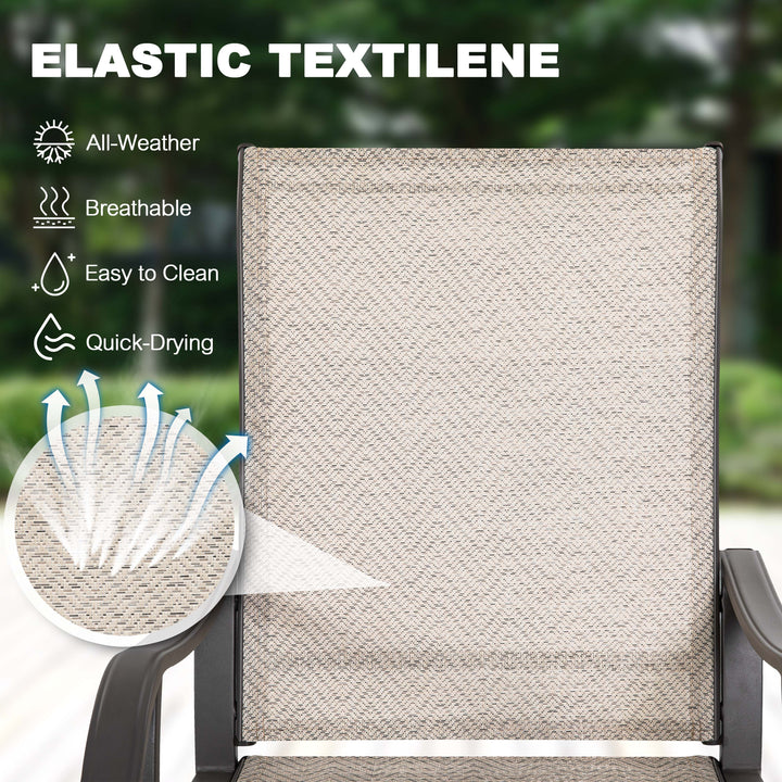 Outdoor 2-Piece Textilene Dining Chairs with Ergonomic Design, Beige