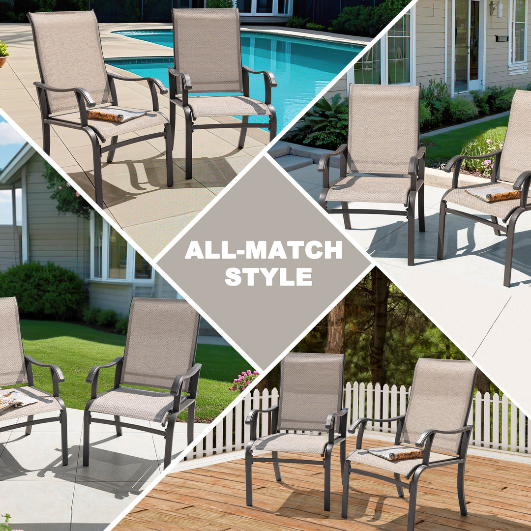Outdoor 2-Piece Textilene Dining Chairs with Ergonomic Design, Beige