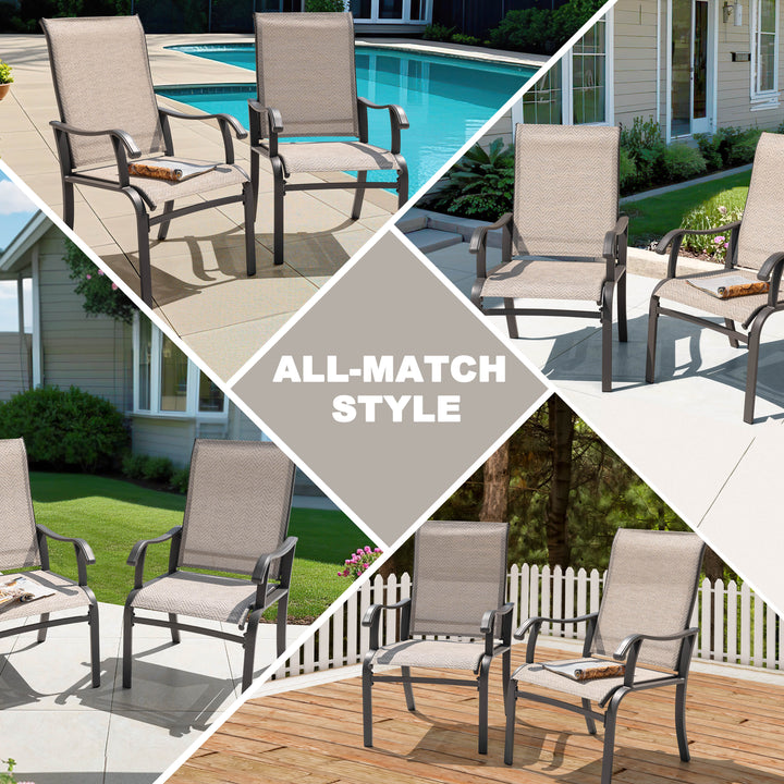 Outdoor 2-Piece Textilene Dining Chairs with Ergonomic Design, Beige