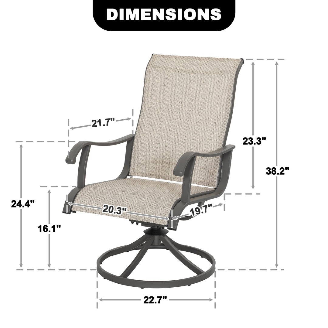 Patio 2-Piece Outdoor Textilene Dining Chairs with Smooth Swivel Design