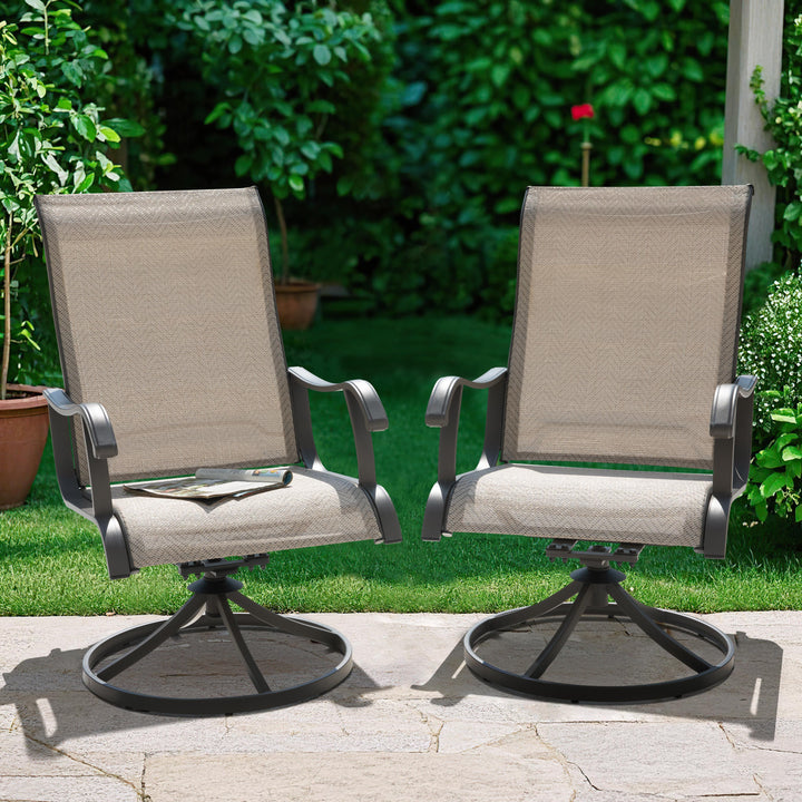 Patio 2-Piece Outdoor Textilene Dining Chairs with Smooth Swivel Design