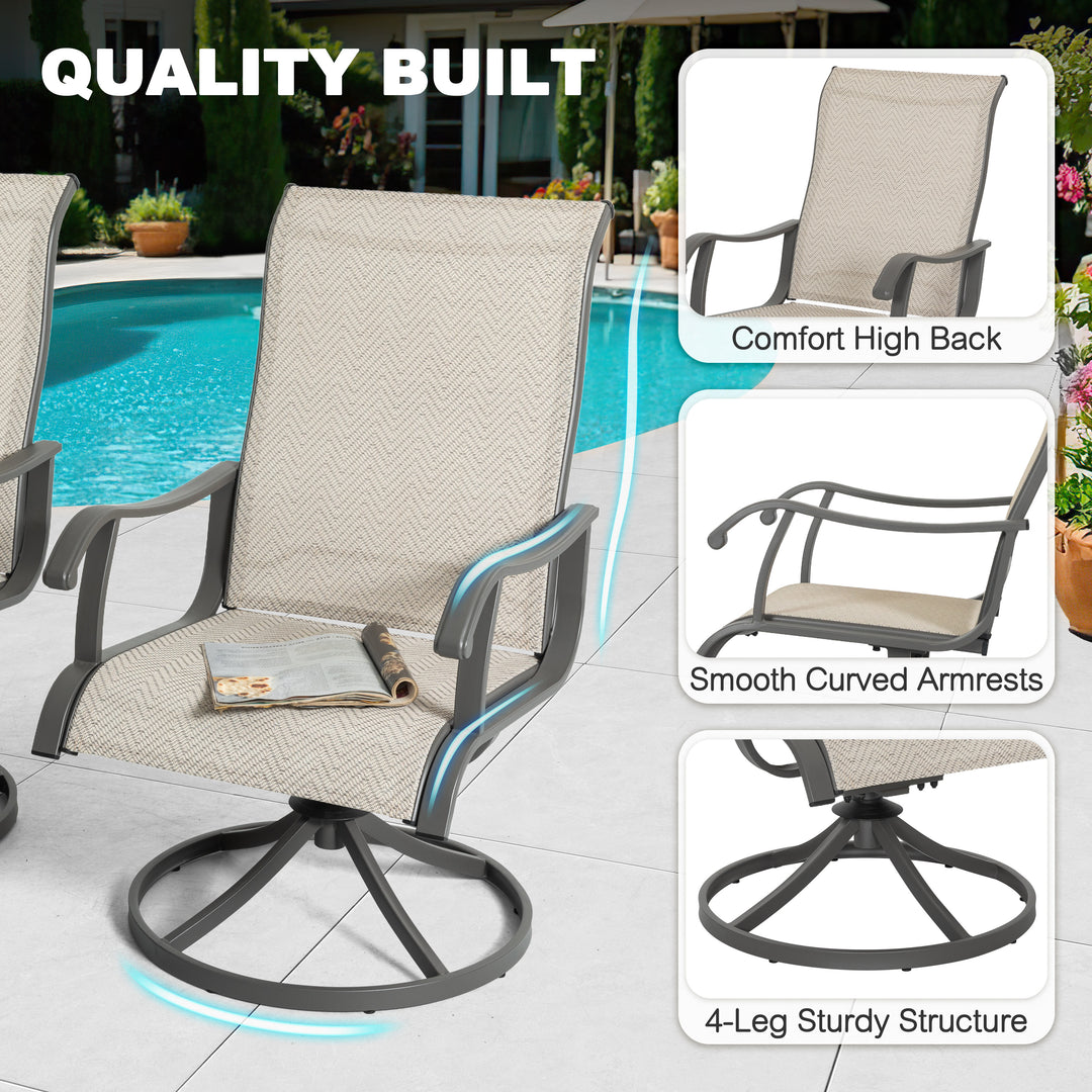 Patio 2-Piece Outdoor Textilene Dining Chairs with Smooth Swivel Design