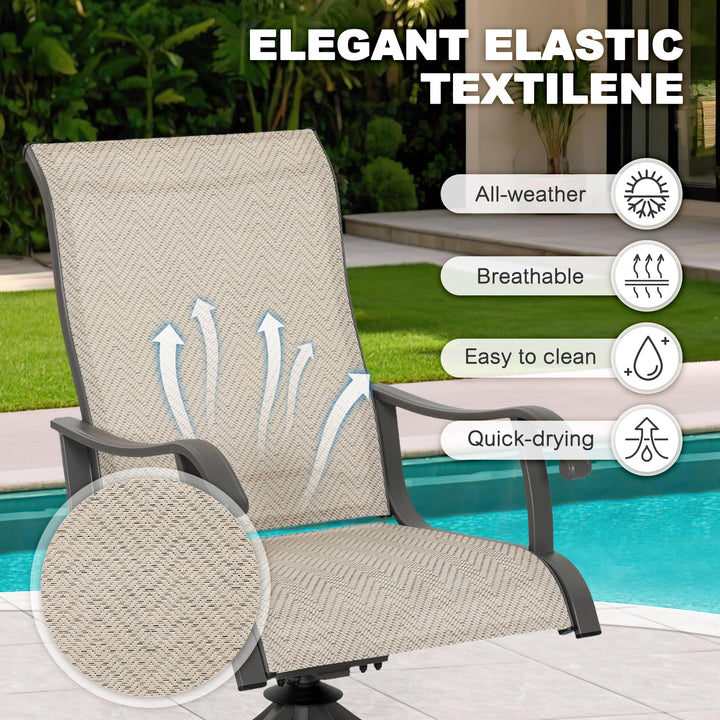 Patio 2-Piece Outdoor Textilene Dining Chairs with Smooth Swivel Design