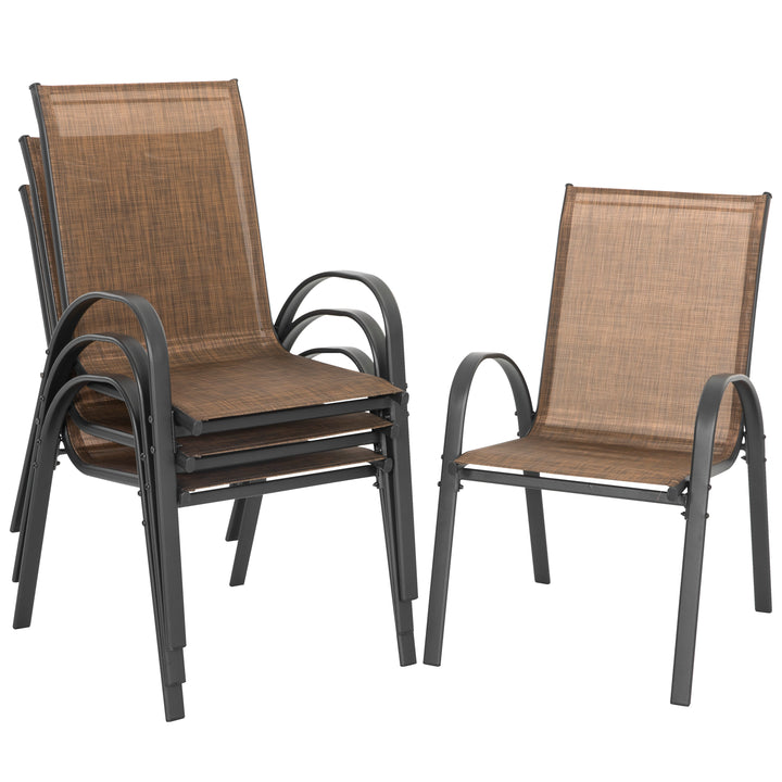 Patio Dining Chairs Set of 4, Outdoor Stackable Dining Chairs with High Back,All Weather Textilene Patio Chairs