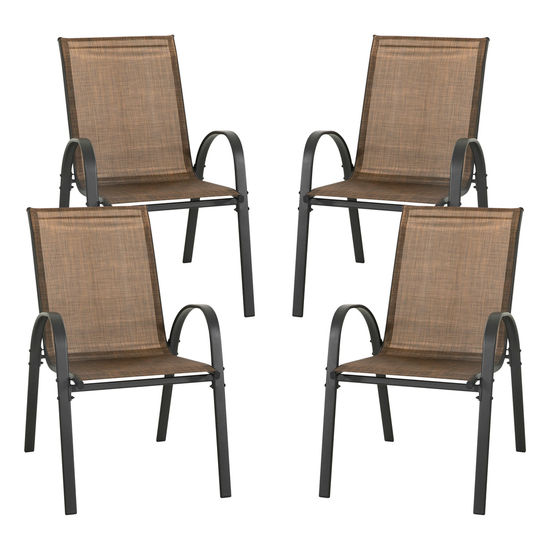 Patio Dining Chairs Set of 4, Outdoor Stackable Dining Chairs with High Back,All Weather Textilene Patio Chairs
