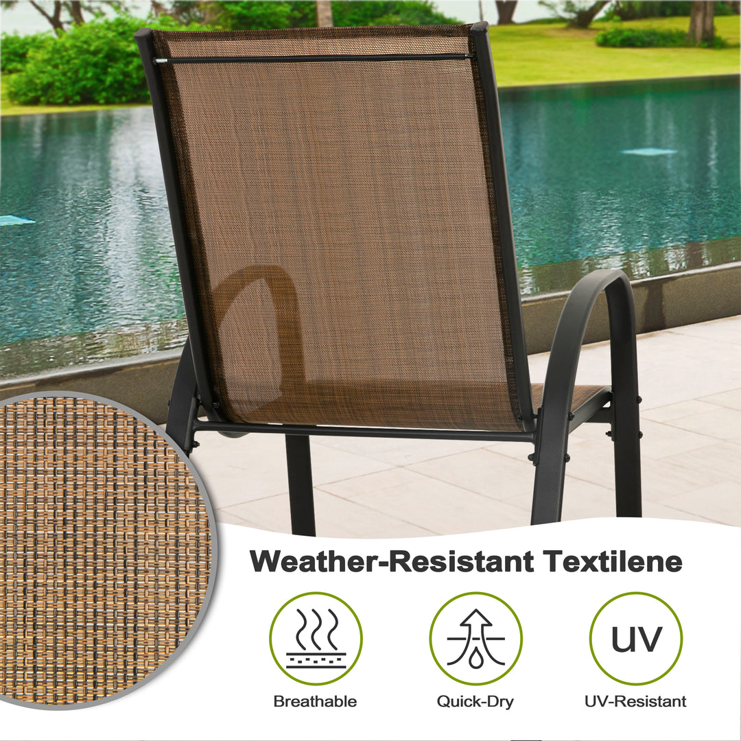 Patio Dining Chairs Set of 4, Outdoor Stackable Dining Chairs with High Back,All Weather Textilene Patio Chairs