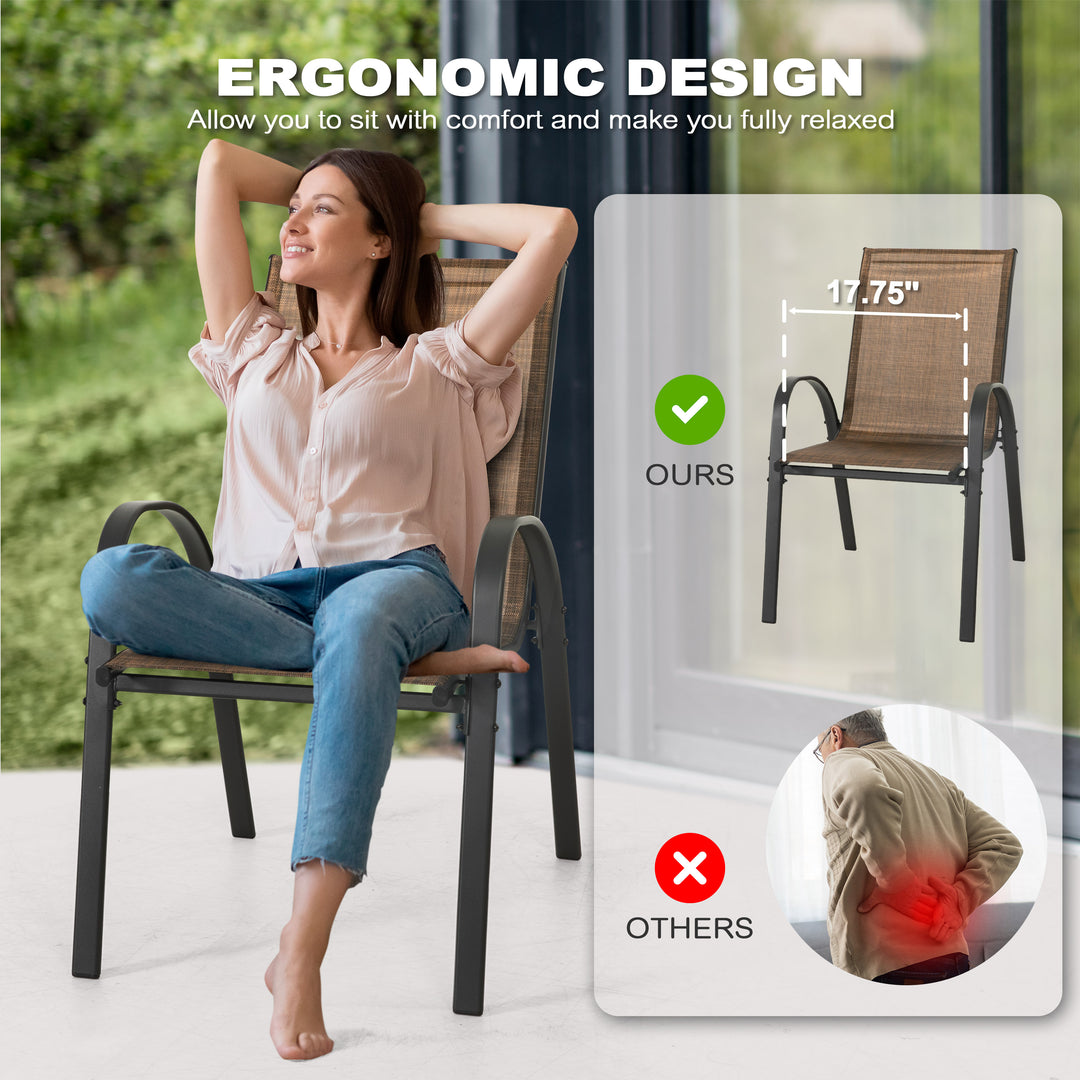 Patio Dining Chairs Set of 4, Outdoor Stackable Dining Chairs with High Back,All Weather Textilene Patio Chairs