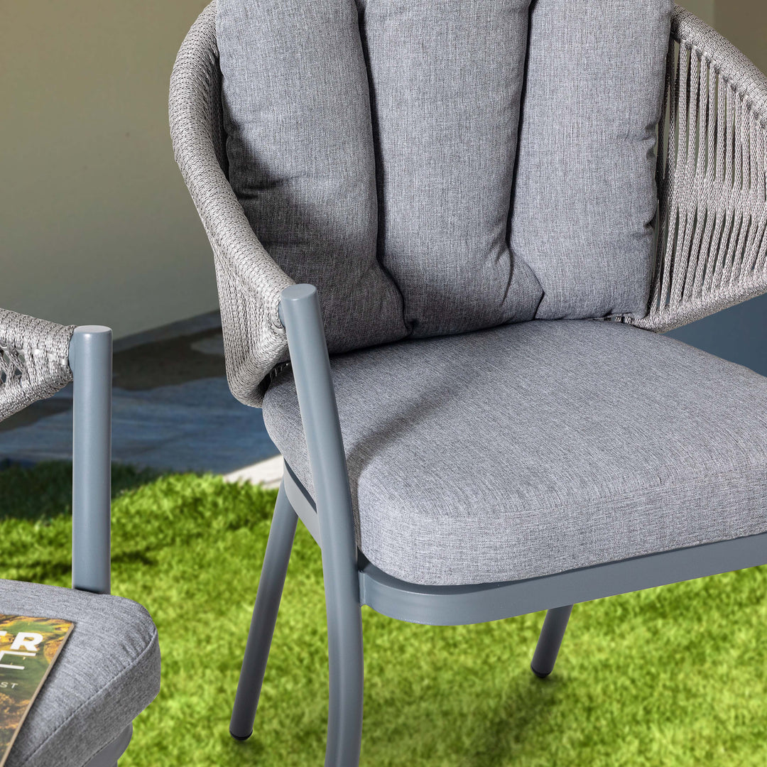 Outdoor 6-Piece Woven Rope Conversation Chair Set, Aluminum, Gray