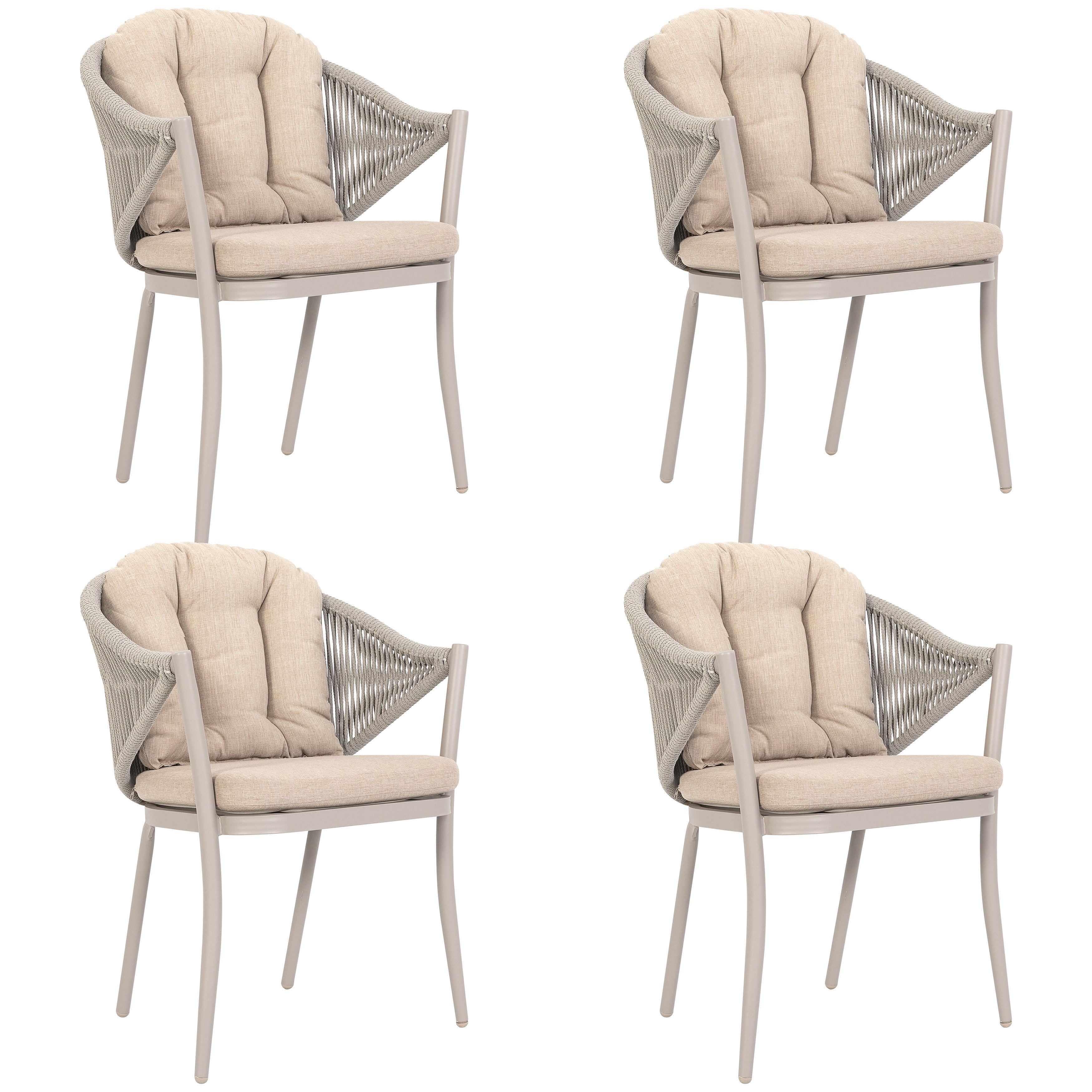 Outdoor 4-Piece Woven Rope Conversation Chair Set DW101-KF-4P