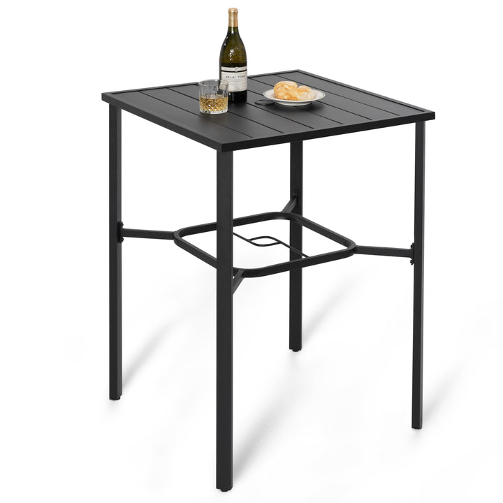Outdoor 28 Inch Square Bar Table with Slatted Top and 1.7?¡À Umbrella Hole