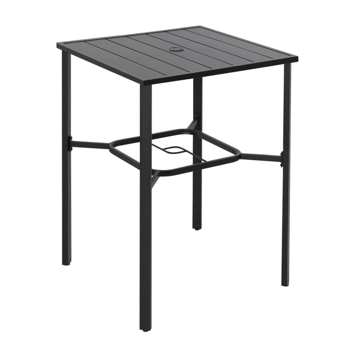Outdoor 28 Inch Square Bar Table with Slatted Top and 1.7?¡À Umbrella Hole