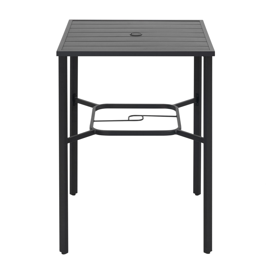 Outdoor 28 Inch Square Bar Table with Slatted Top and 1.7?¡À Umbrella Hole