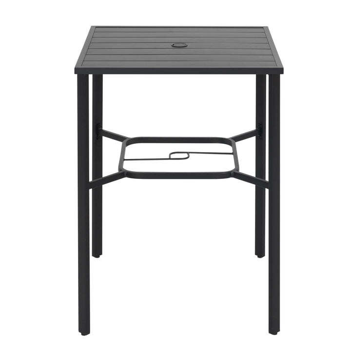 Outdoor 28 Inch Square Bar Table with Slatted Top and 1.7?¡À Umbrella Hole