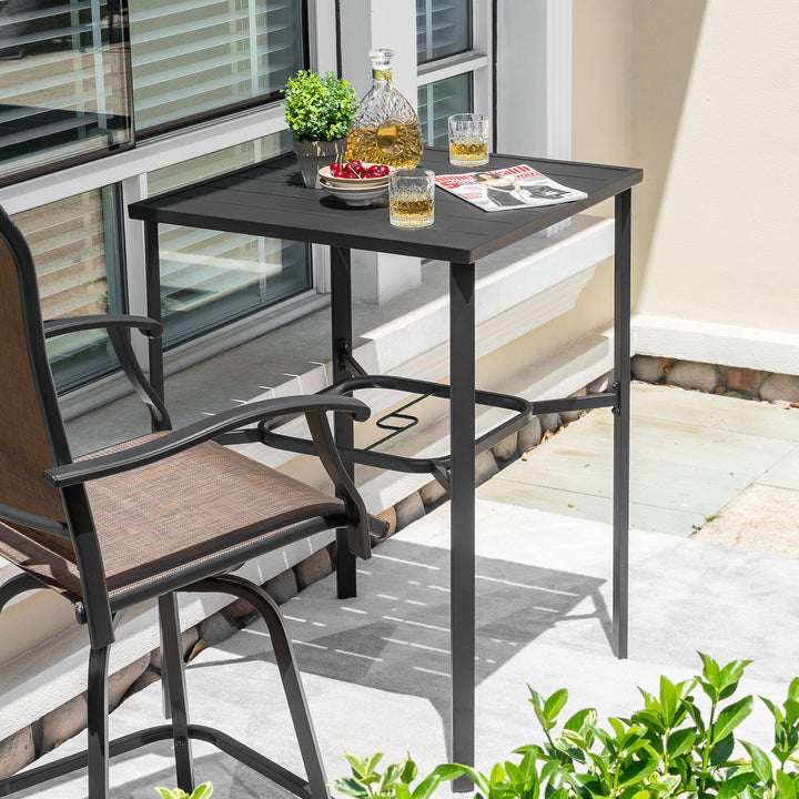 Outdoor 28 Inch Square Bar Table with Slatted Top and 1.7?¡À Umbrella Hole