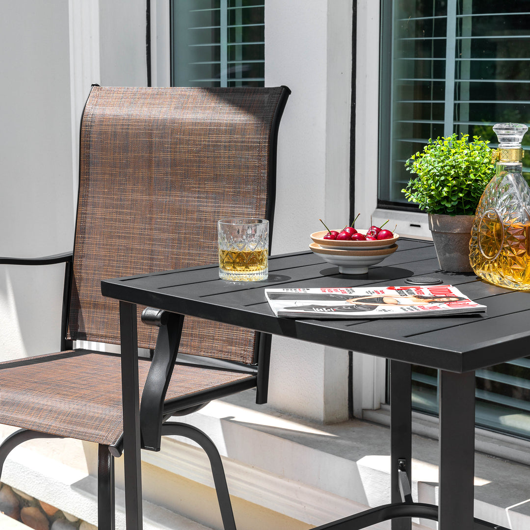 Outdoor 28 Inch Square Bar Table with Slatted Top and 1.7?¡À Umbrella Hole