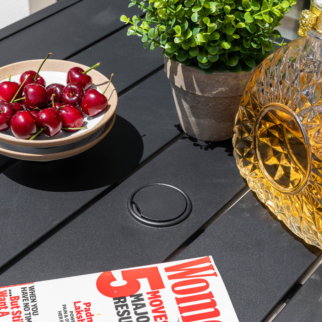 Outdoor 28 Inch Square Bar Table with Slatted Top and 1.7?¡À Umbrella Hole