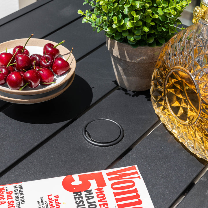 Outdoor 28 Inch Square Bar Table with Slatted Top and 1.7?¡À Umbrella Hole