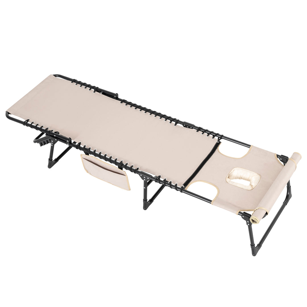 Outdoor Adjustable Oxford Lounge Chair Folding Tanning Chair with Pillow