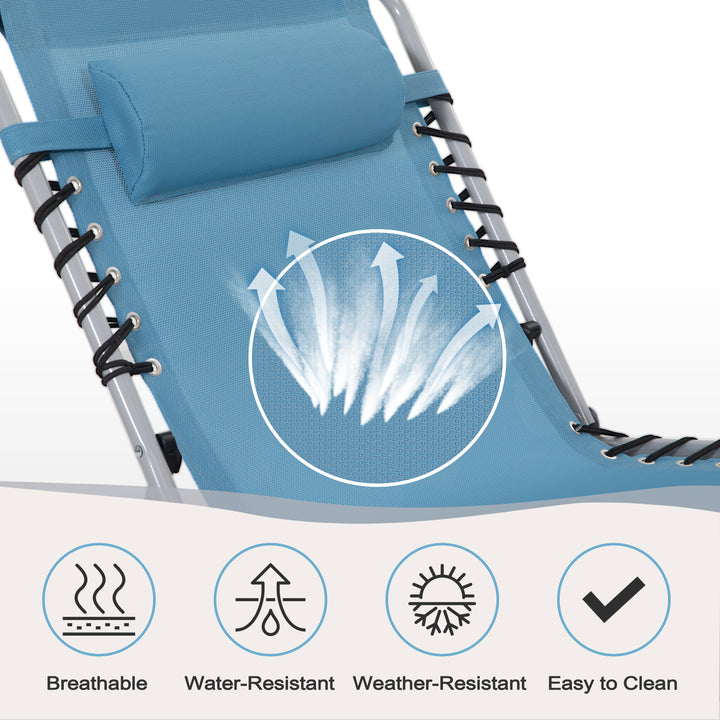 Outdoor Adjustable Textilene Lounge Chair Folding Tanning Chair with Pillow
