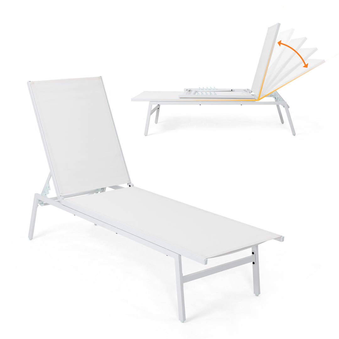 NUU GARDEN Patio Chaise Lounge Outdoor All-Flat 5 Positions Chaise Lounge Chairs