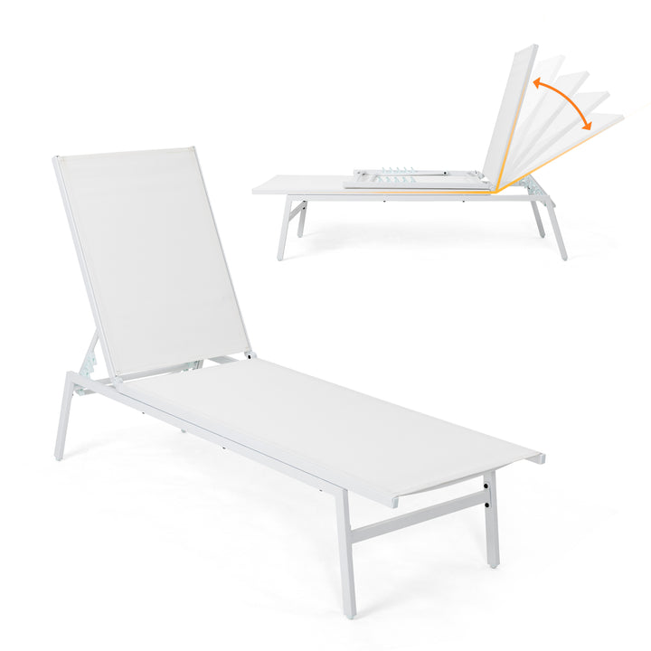 NUU GARDEN Patio Chaise Lounge Outdoor All-Flat 5 Positions Chaise Lounge Chairs