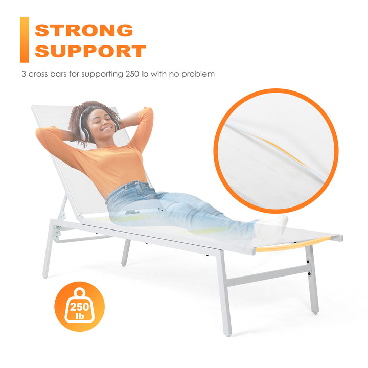 NUU GARDEN Patio Chaise Lounge Outdoor All-Flat 5 Positions Chaise Lounge Chairs