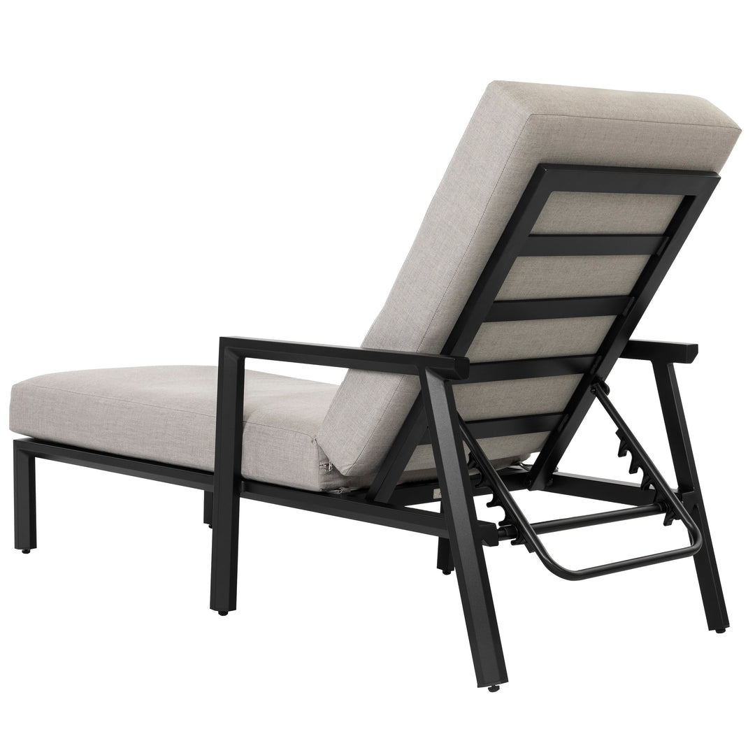 Outdoor Aluminum Chaise Lounge Chair with 6 Adjustable Backrest, Gray