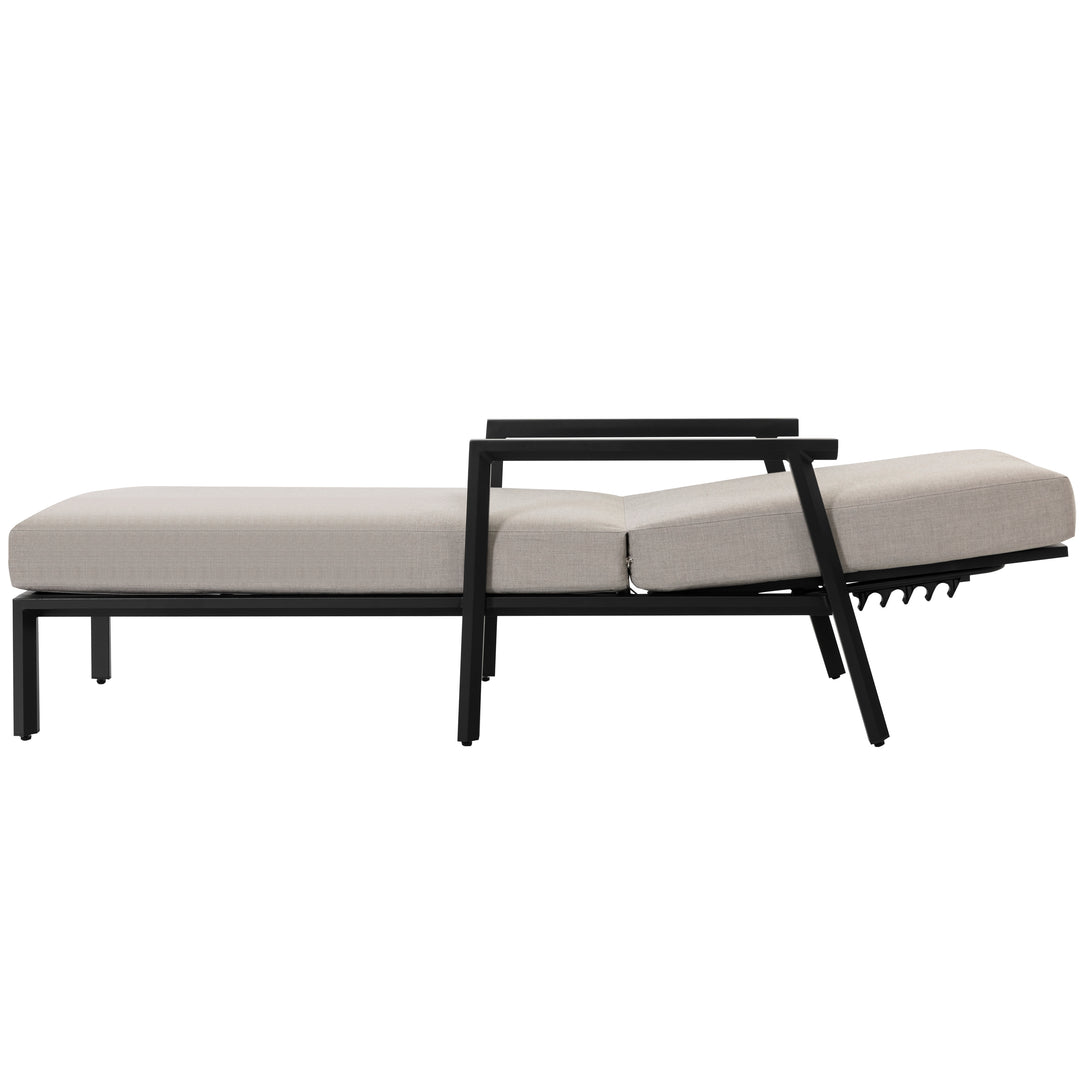 Outdoor Aluminum Chaise Lounge Chair with 6 Adjustable Backrest, Gray