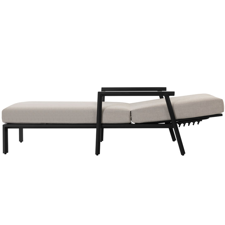 Outdoor Aluminum Chaise Lounge Chair with 6 Adjustable Backrest, Gray