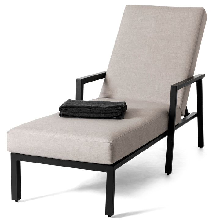 Outdoor Aluminum Chaise Lounge Chair with 6 Adjustable Backrest, Gray