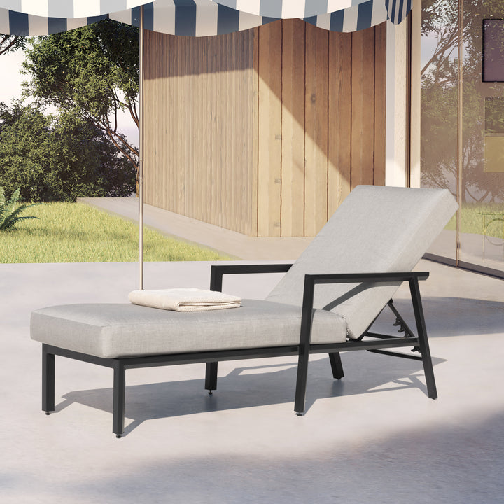 Outdoor Aluminum Chaise Lounge Chair with 6 Adjustable Backrest, Gray