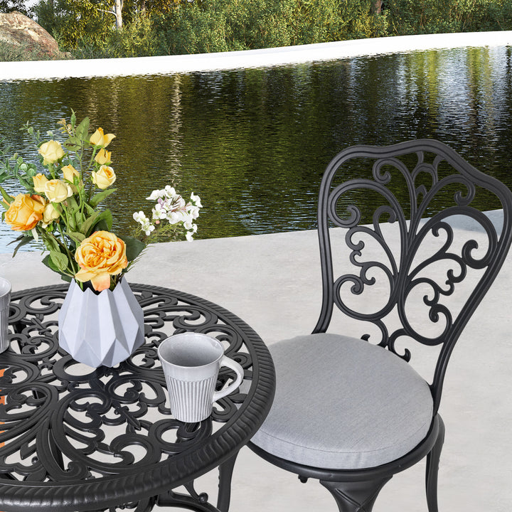 Outdoor 2-Pack 15'' x 1.4'' Gray Round Chair Seat Cushions with Straps