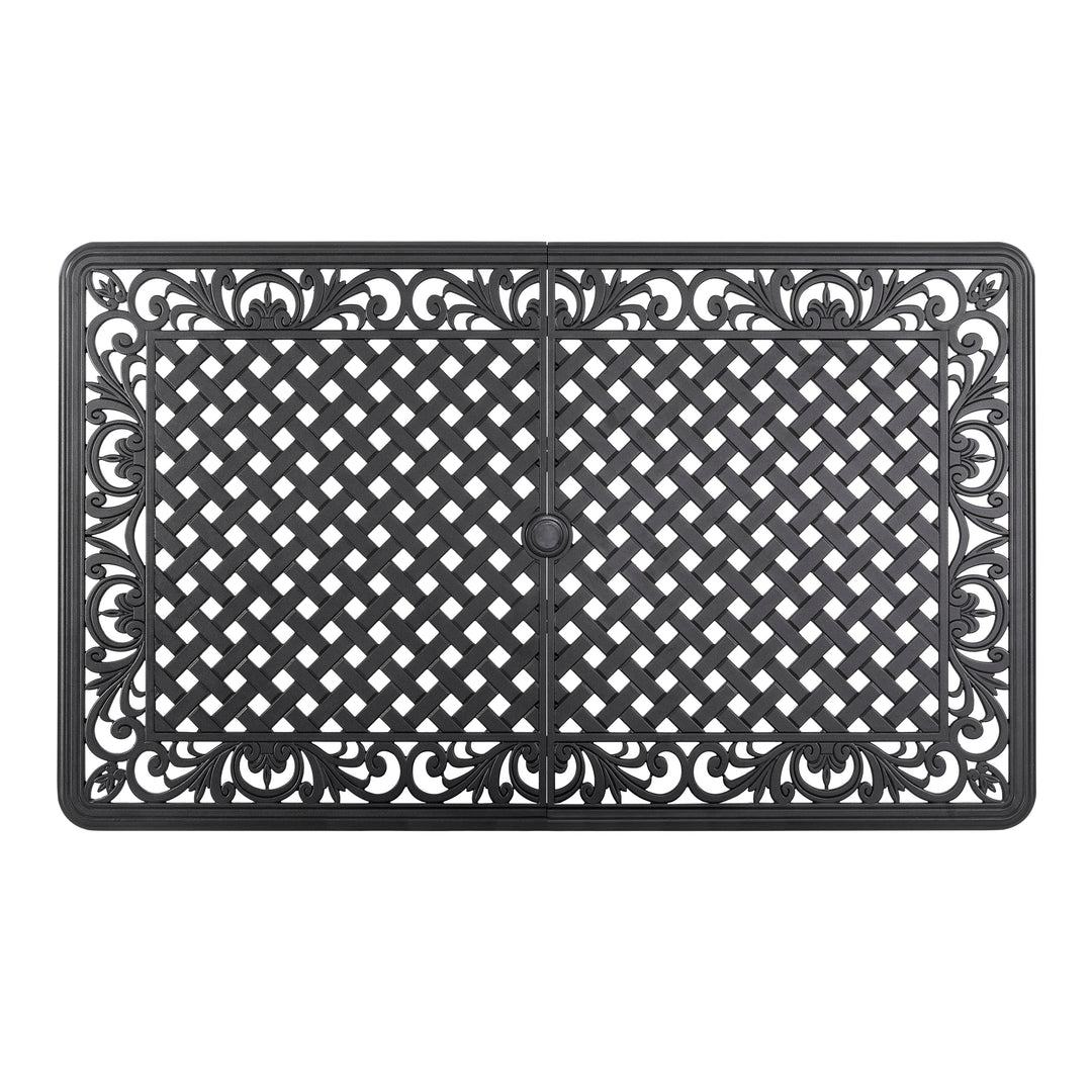 Outdoor Rectangle Cast Aluminum Dining Table with 2.1'' Umbrella Hole